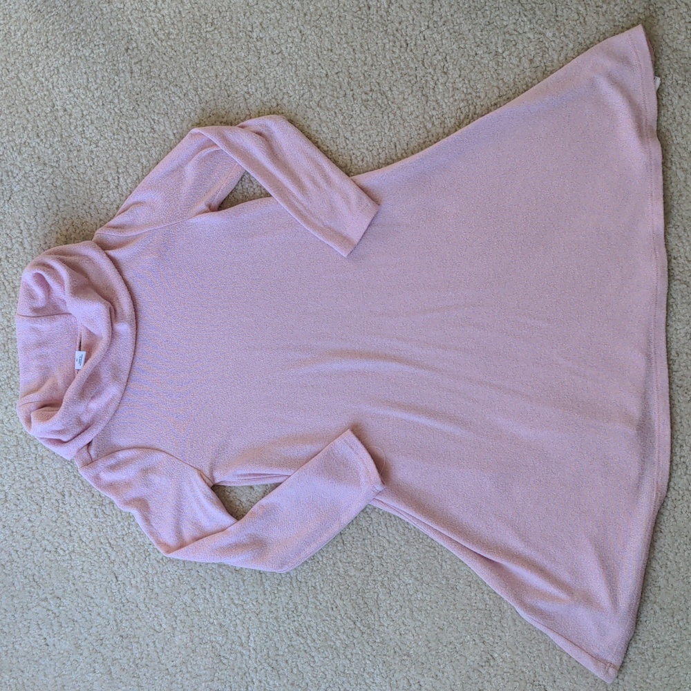 Little Girls Pink Cowl Neck Sweater Dress